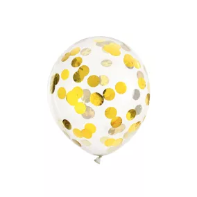 Konfetti lufi - kör mintás - arany (30 cm) - 6 db/csomag