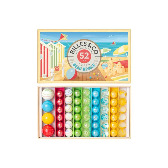 Billes & Co üveggolyó szett - Beau Rivage - Nagy Doboz - 52 üveggolyó