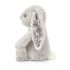 Jellycat plüss - Ezüst nyuszi virágos fülekkel és tappancsokkal 31 cm