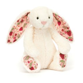   Jellycat plüss - Krémfehér nyuszi epres fülekkel - kis méret