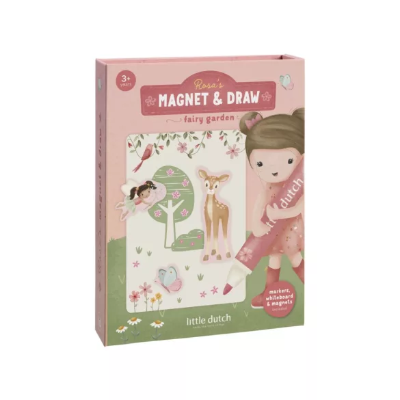 Little Dutch mágneses rajzoló készlet letörölhető ficcel - Rosa Fairy Garden