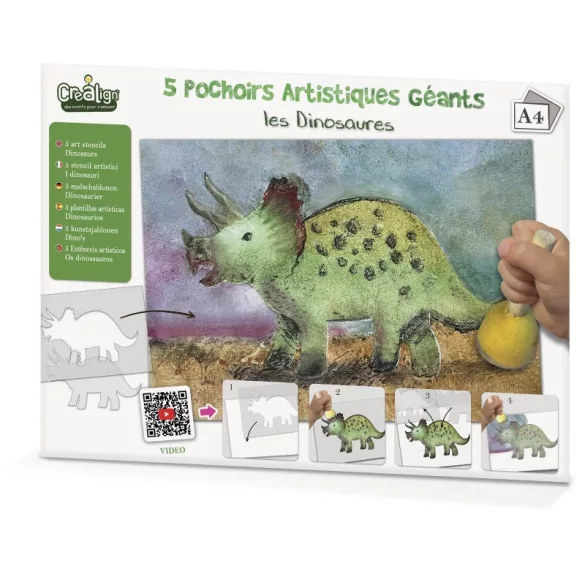 CreaLign Kép készítés stencillel - Dinoszauruszok - kreatív szett