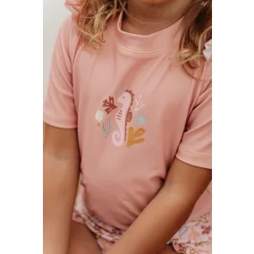   Little Dutch Rövid ujjú úszó póló fodrokkal - Seahorse Pink