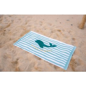   Little Dutch strandtörölköző Seashells and Stripes Surf Blue