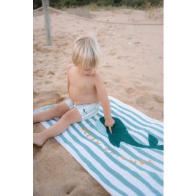   Little Dutch strandtörölköző Seashells and Stripes Surf Blue