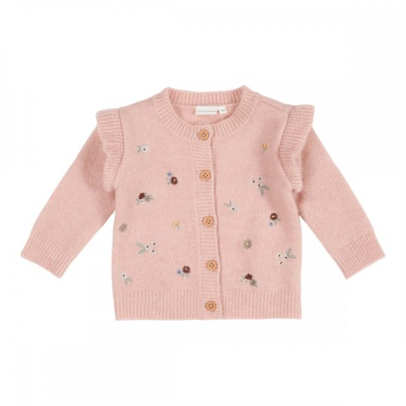 Little Dutch kötött kardigán kis virágok - soft pink 62