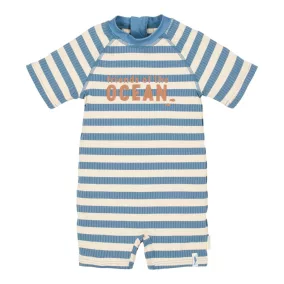 Little Dutch rövid ujjú úszóoverál Ocean Blue Stripes
