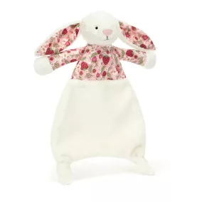   Jellycat szundikendõ - Nyuszis nyunyóka - krémfehér epres fülekkel