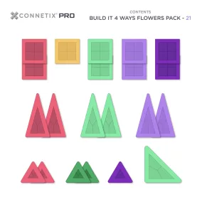   Connetix PRO Build It 4 Ways Virágok mágneses építőjáték - 21 db