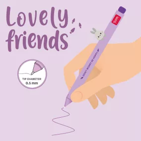   Legami zselés toll - nyuszi figurával - lila tintával - Lovely Friends