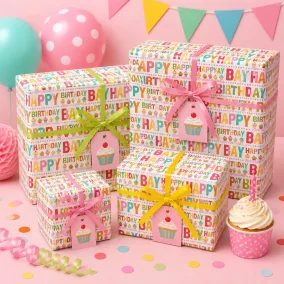 Csomagolópapír - Happy Birthday - 100x70 cm