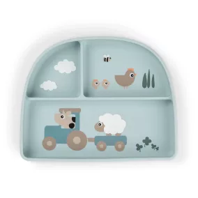   Done by Deer Szilikon tapadós többrekeszes tányér - Tiny Farm - kék