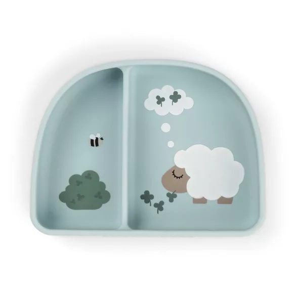 Done by Deer Szilikon tapadós többrekeszes tálka - Tiny Farm - kék