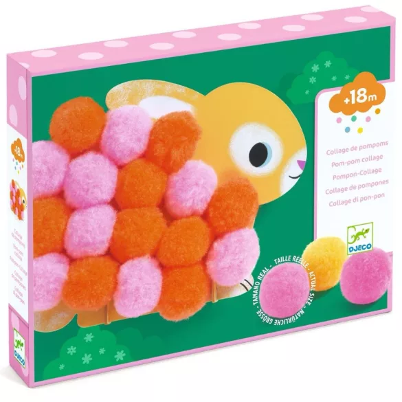 Djeco Pompom-kép készítés - Állatok és pomponok - Animals and Pom-pom Circles