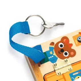   Ügyesítő játék - Bezáró-kinyitó - Cabanalock - Djeco fa készségfejlesztő játék