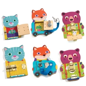   Ügyesítő játék - Csiki-csuki zárak - Locktou - Djeco fa készségfejlesztő játék