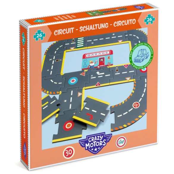 Djeco CRAZY MOTORS autópálya - Városi körút - Óriás puzzle - 26 db-os