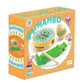 Tamburin, maracas, guiro - Djeco fa játékhangszer készlet