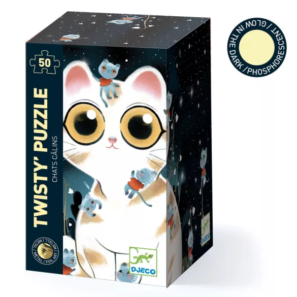 Varázs puzzle Cuddly cats - 50 db-os foszforeszkáló Djeco kirakó