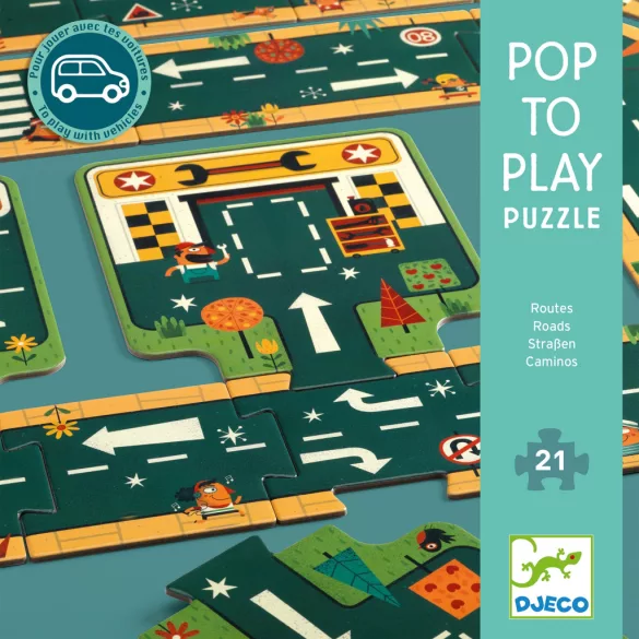 Djeco Óriás padló puzzle - Utak, irányok, 21 db-os - Roads