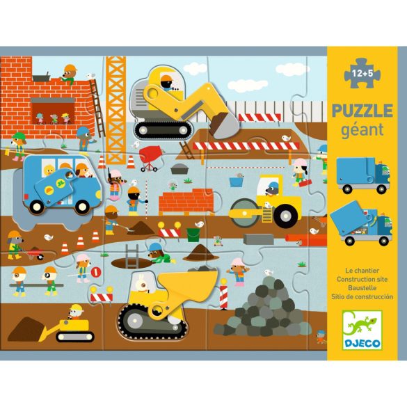 Djeco Óriás puzzle - Építkezés, 12+5 db-os - Construction site