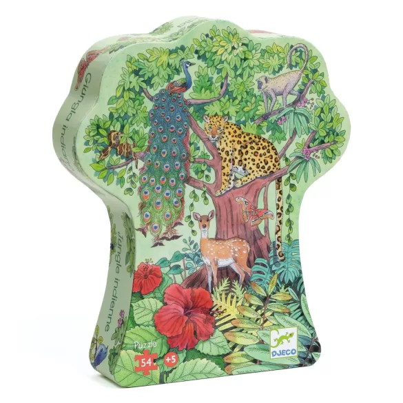 Djeco Formadobozos puzzle - Indiai dzsungel, 54 db-os - Indian jungle