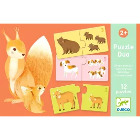   Djeco Párosító puzzle Kié a kölyök? 24 db-os - Baby animals