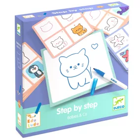   Djeco Rajzolás lépésről lépésre - Állatkölykök - Step by step Babies and Co