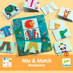   Djeco Fejlesztő játék - Állatdivat, 54 db-os - Eduludo Mix and Match Modanimo