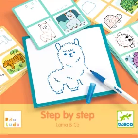   Djeco Step by step - Rajzolás lépésről lépésre - Láma és barátai