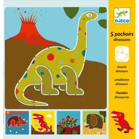 Rajzsablonok - Dínók - Djeco 5 db-os kreatív rajzkészlet