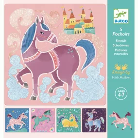   Rajzsablonok - Lovak - Horses - Djeco 5 db-os kreatív rajzkészlet