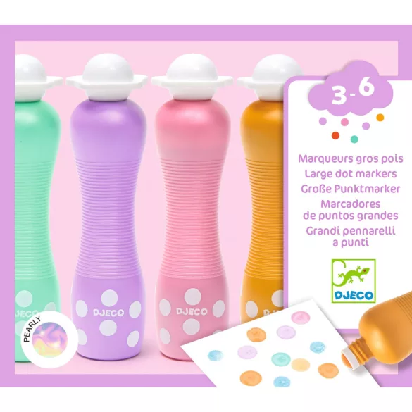 Djeco Marok filc készlet 4 gyöngyház színben - Pontozó színezés