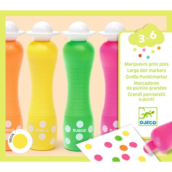 Djeco Marok filc készlet 4 fluoreszkáló színben - Pontozó színezés