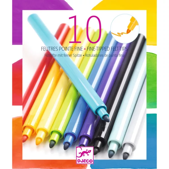 Djeco Filctoll készlet - Szivárvány, 10 színű - Rainbow