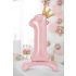 1-es születésnapi szám álló fólia lufi - pink 84 cm