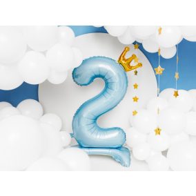   2-es születésnapi szám álló fólia lufi - világoskék 84 cm