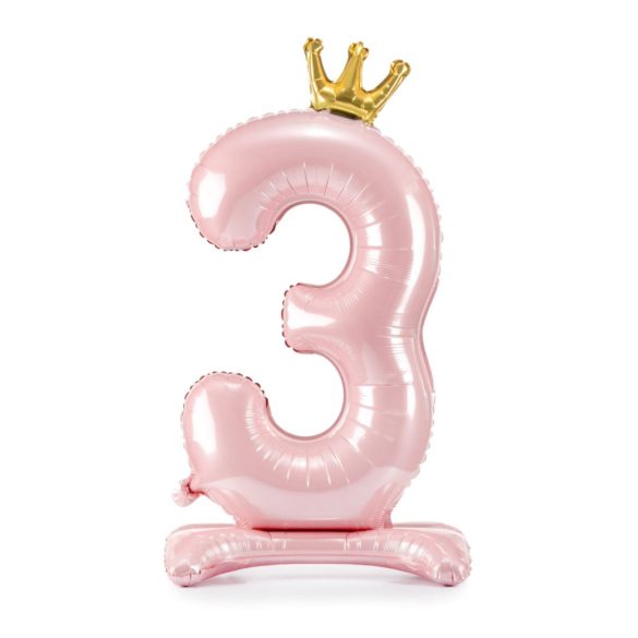 3-as születésnapi szám álló fólia lufi - pink 84 cm