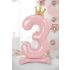 3-as születésnapi szám álló fólia lufi - pink 84 cm