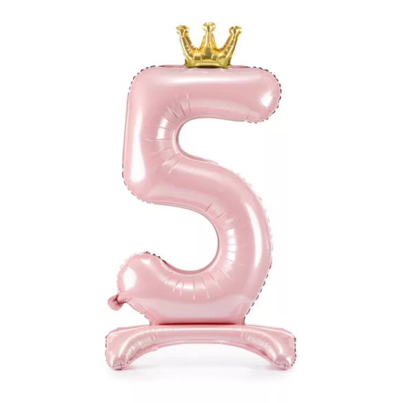 5-ös születésnapi szám álló fólia lufi - pink 84 cm
