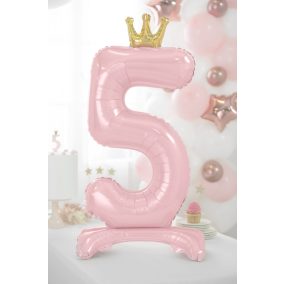 5-ös születésnapi szám álló fólia lufi - pink 84 cm