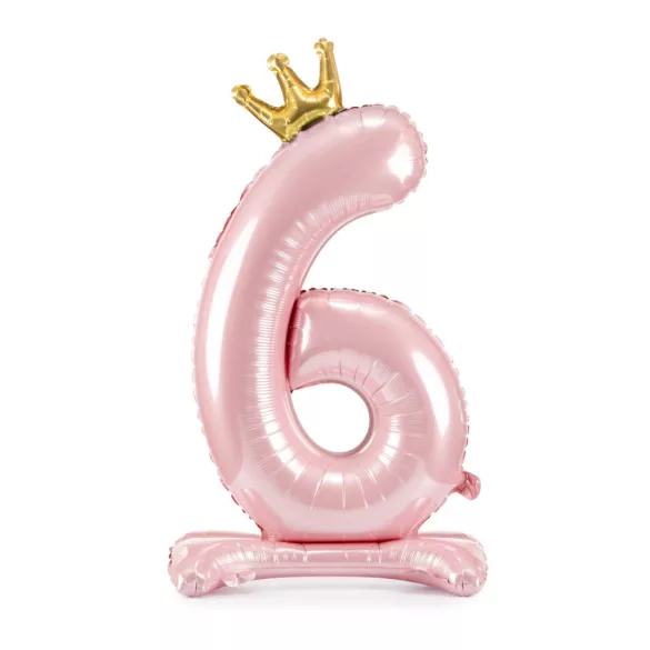 6-os születésnapi szám álló fólia lufi - pink 84 cm