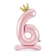 6-os születésnapi szám álló fólia lufi - pink 84 cm