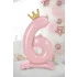 6-os születésnapi szám álló fólia lufi - pink 84 cm