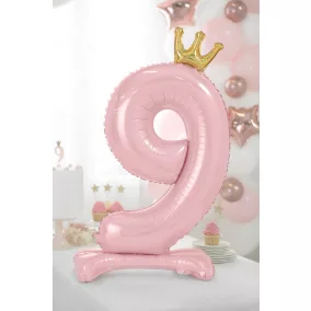 9-es születésnapi szám álló fólia lufi - pink 84 cm