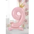 9-es születésnapi szám álló fólia lufi - pink 84 cm