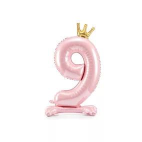 9-es születésnapi szám álló fólia lufi - pink 84 cm