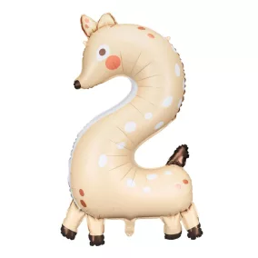 2-es születésnapi szám fólia lufi - őzike - 88 cm