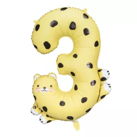 3-as születésnapi szám fólia lufi - gepárd - 75 cm