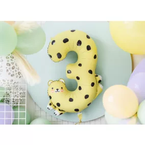 3-as születésnapi szám fólia lufi - gepárd - 75 cm